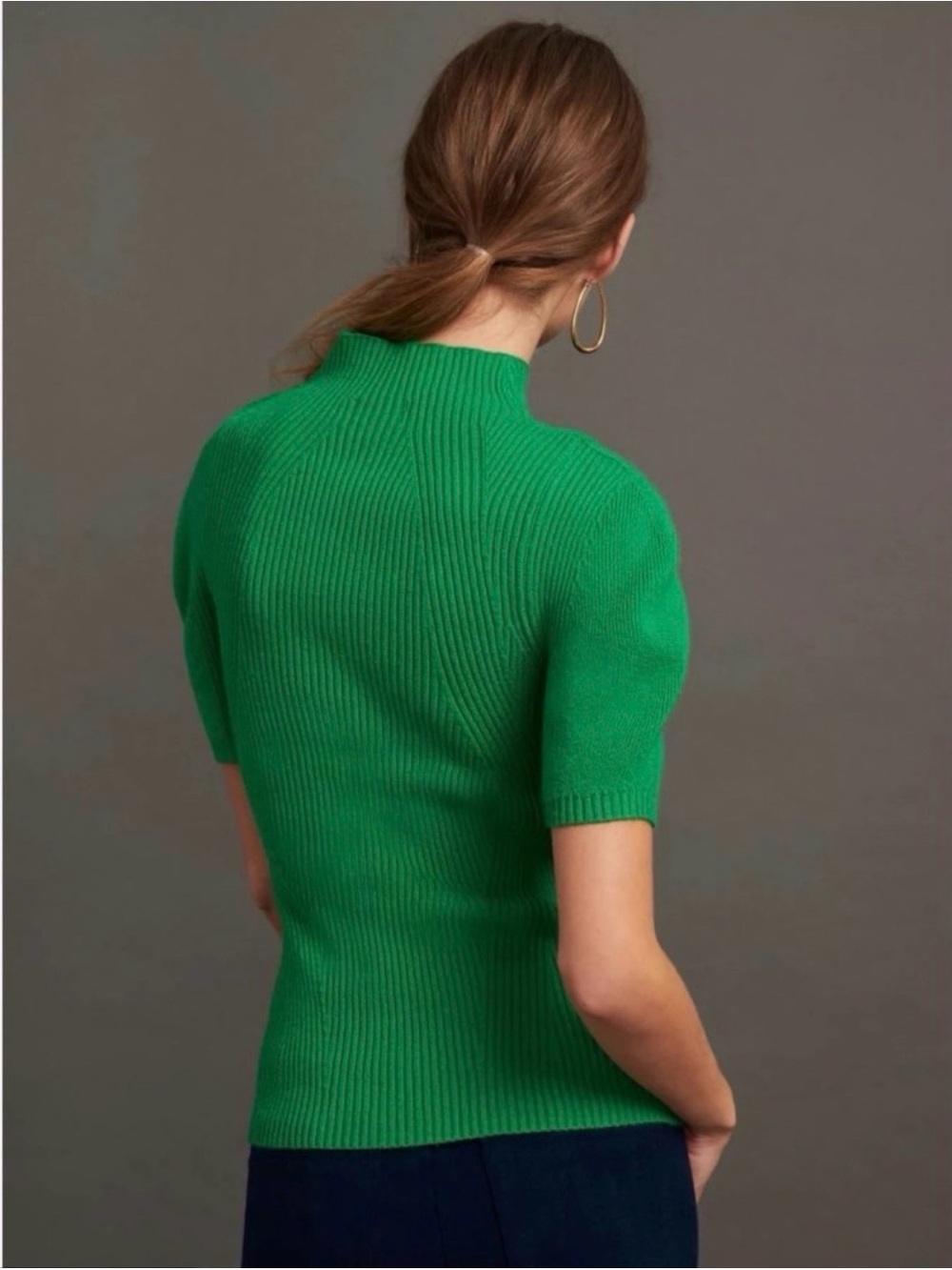 Anthropologie Maeve Ribbed Short-Sleeve Mock Turtle Sweater - XS
